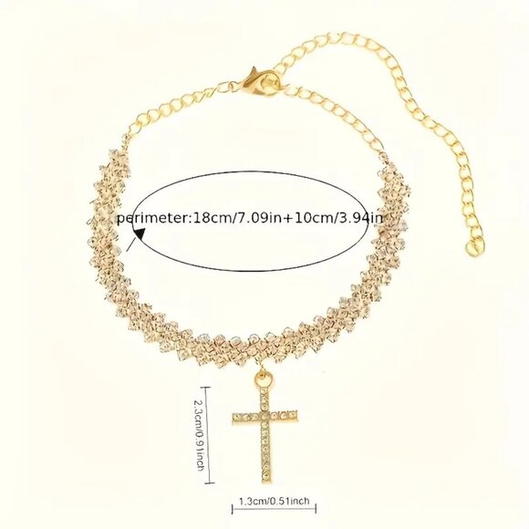 Fashionable crystal cross pendant necklace - a trendy element of shining diamond - Picture 2 of 2